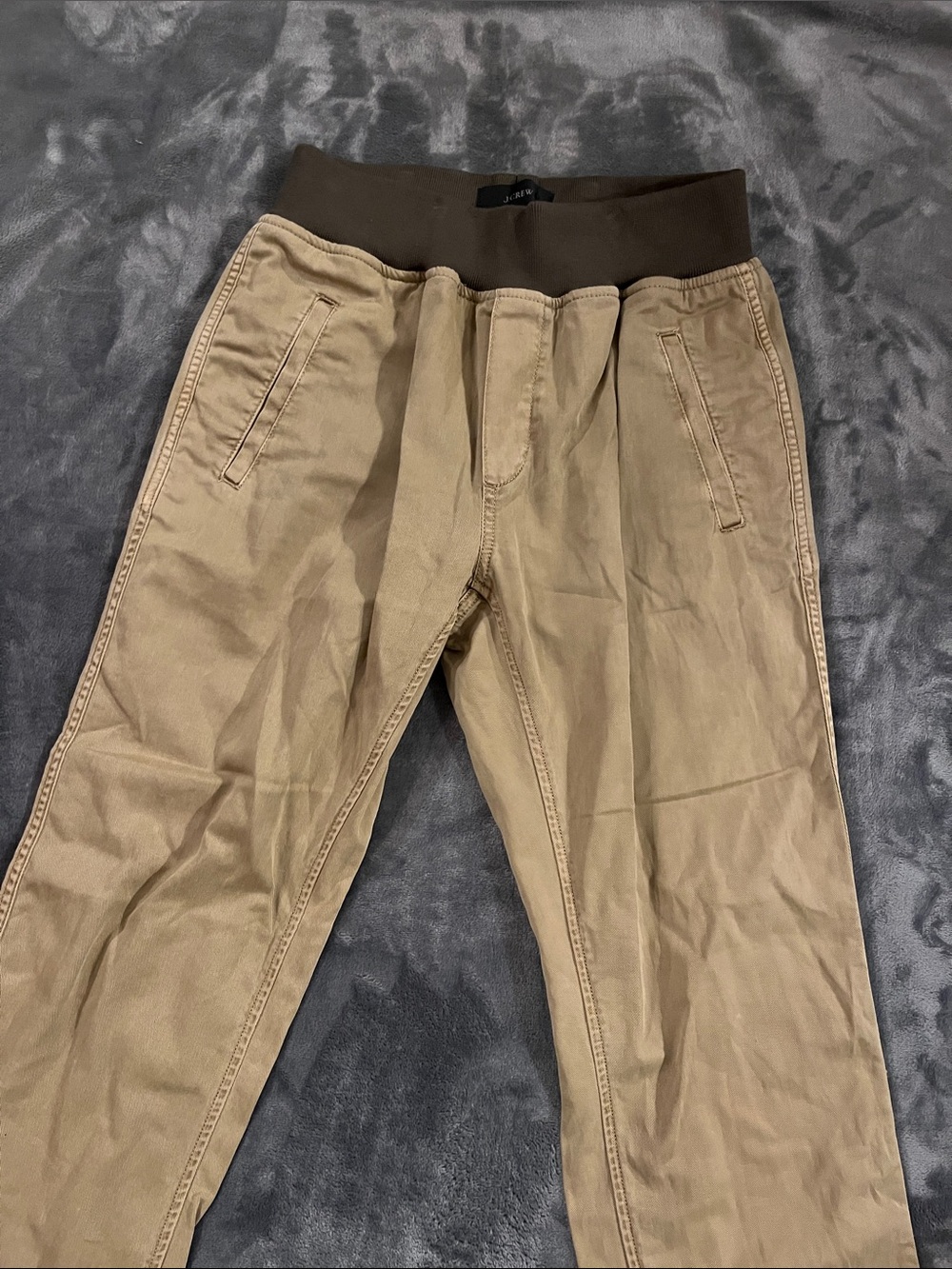 J. Crew Tan Chinos with Dark Brown Elastic Waistband